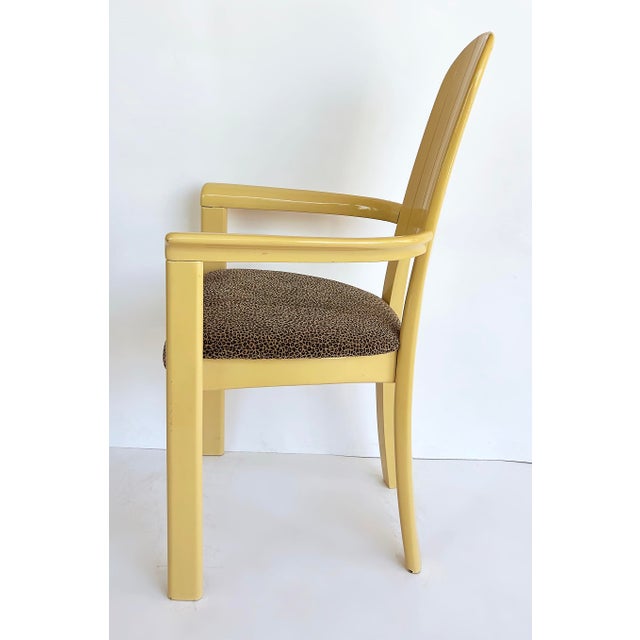 Cream Set of 4 Italian Lacquered Postmodern Armchairs, Animal Print Upholstery For Sale - Image 8 of 18