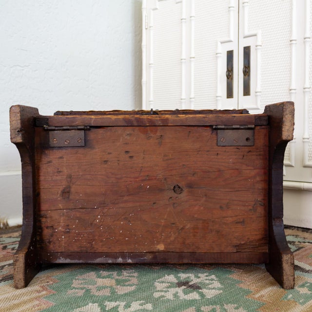 19th Century Wood and Waxed Canvas Shoe Shine Stool With Storage For Sale - Image 16 of 16