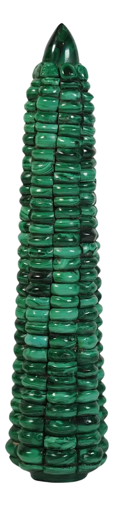 Green Malachite Corn-on-the-Cob Decorative Obelisk Sculpture, 1970s