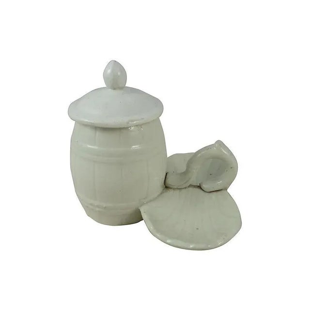 French Country French White Salt & Pepper Set Nidervillers For Sale - Image 3 of 5