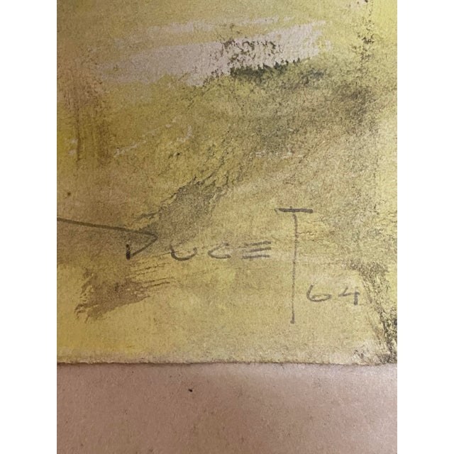 Baby Blue 1964 Abstract Watercolor Signed Ducet For Sale - Image 8 of 10