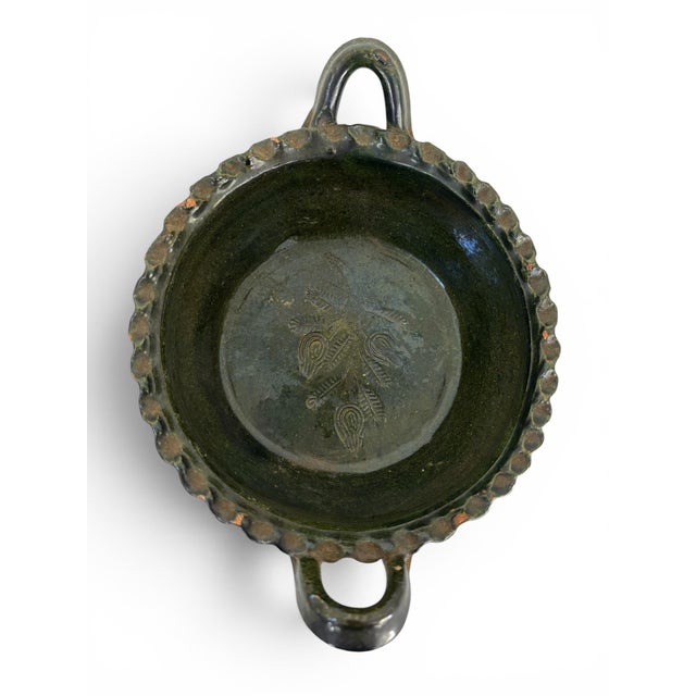 Green 1970s Oxacan Green Glazed Casserole.Mexian Atzompa Pottery Dish For Sale - Image 8 of 9
