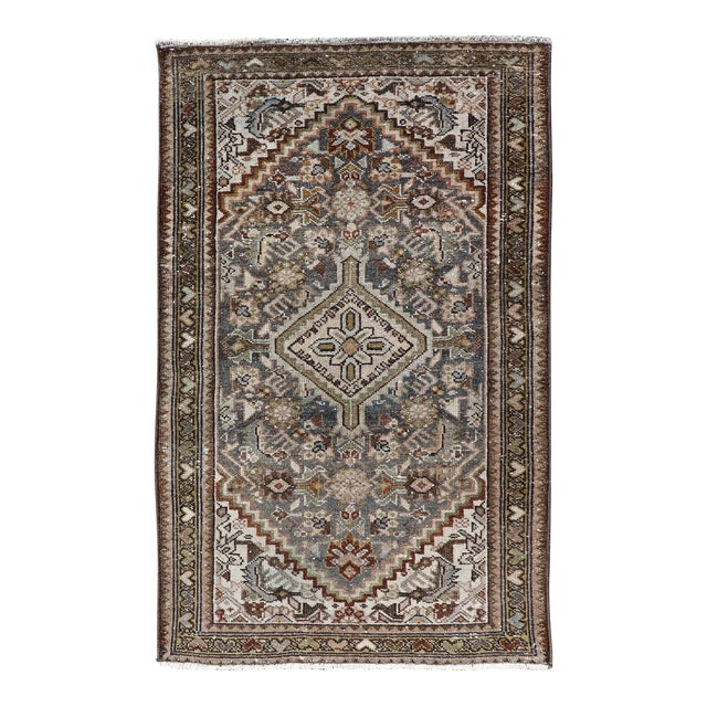 Antique Persian Malayer Rug With Central Medallion 2'5 X 3'11 For Sale