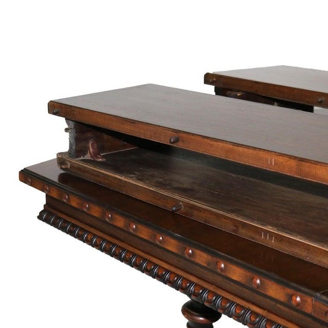 Antique Berkey and Gay Kittinger School Carved Walnut Trestle Table C1930 For Sale - Image 12 of 18