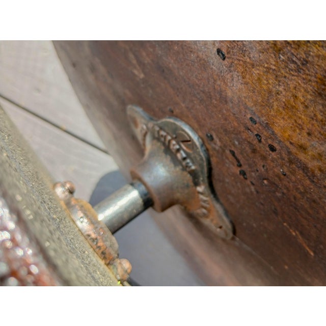 Early 1900s Antique Chas Parker Meriden Ct Mahogany Organ or Piano Stool Iron With Glass Feet For Sale - Image 9 of 18