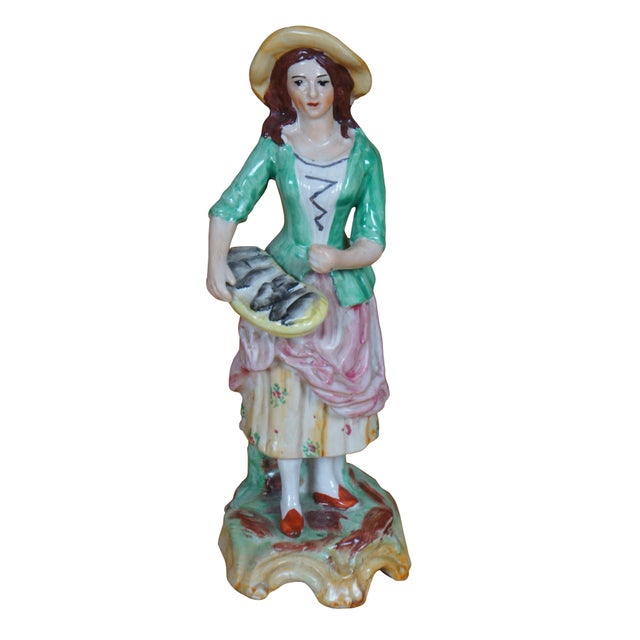 Victorian Mid 20th Century Old Staffordshire Ware Porcelain Fish Pheasant Game Harvest Figurines 8" For Sale - Image 3 of 12