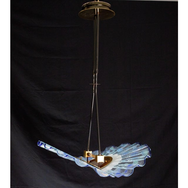 Blue Murano Glass Pendant in the Shape of a Fan, 1970s For Sale - Image 4 of 12
