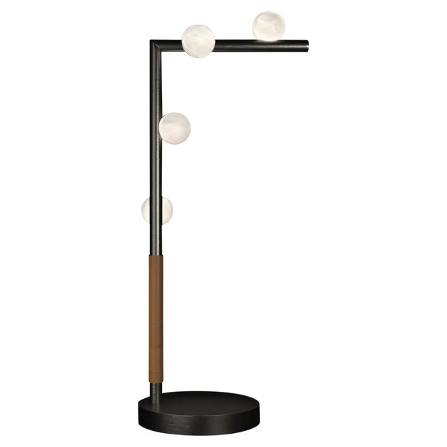 Demetra Brushed Black Metal Table Lamp by Alabastro Italiano For Sale