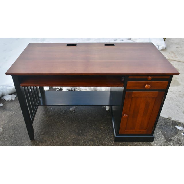 Vtg. Ethan Allen "Impressions" Black & Cherry Home Office Desk For Sale - Image 11 of 13