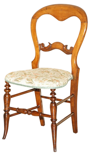 Victorian Walnut Medallion Back Side Dressing Table Chair, 1880s