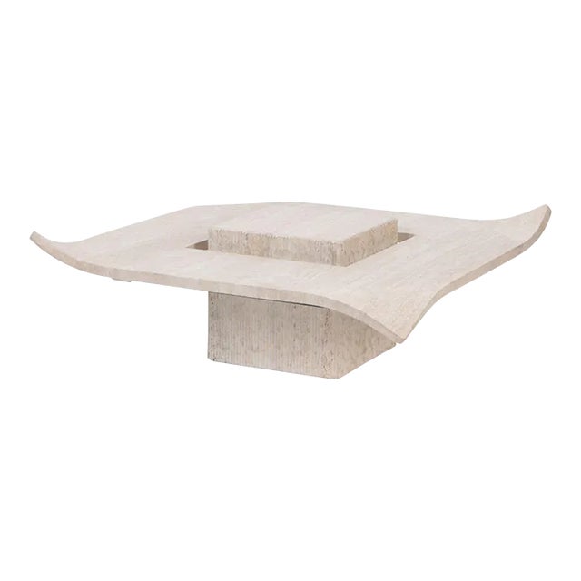 1970s Mid-Century Modern Italian Travertine Coffee Table For Sale
