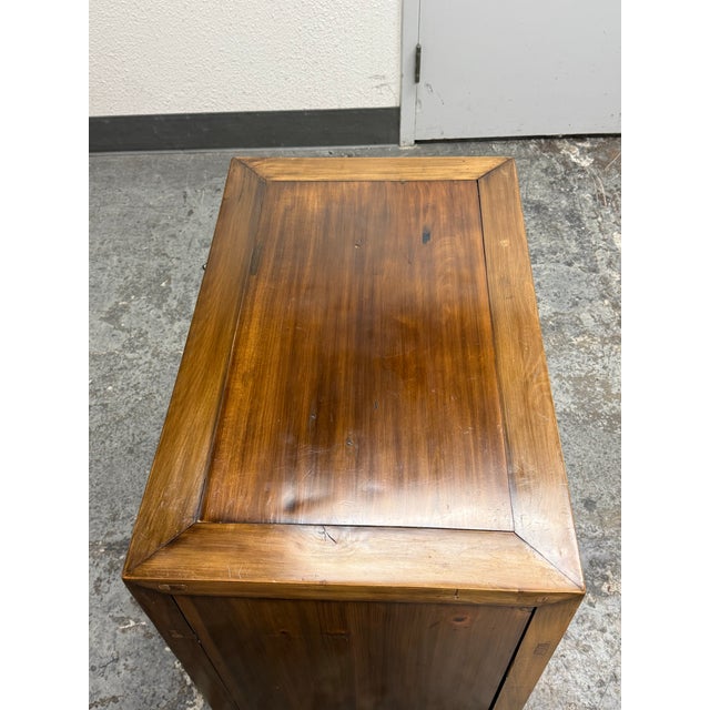 Wood Early 20th Century Chinese Elmwood Side Table or Storage Chest For Sale - Image 7 of 12
