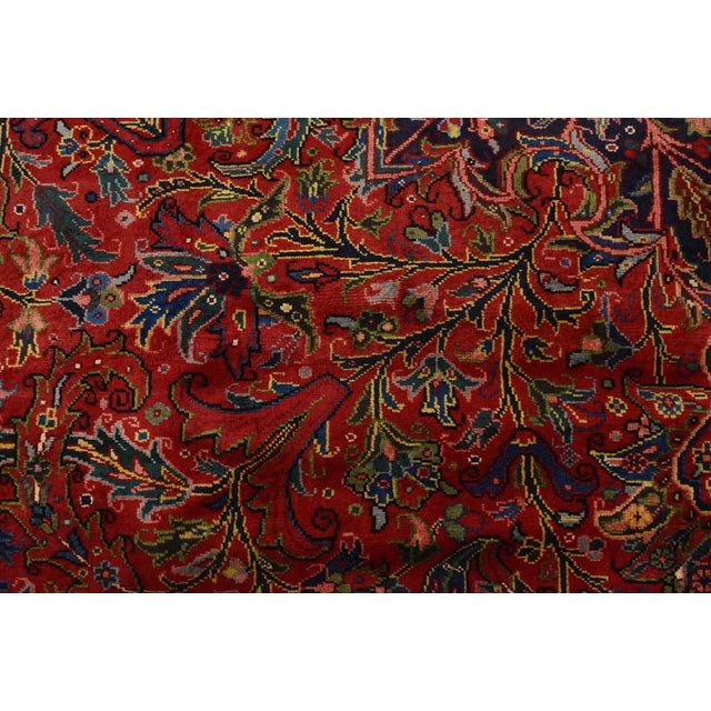Heriz Rug 8’2” X 10’11” Red Wool Vintage Traditional Hand-Knotted Carpet For Sale - Image 10 of 15
