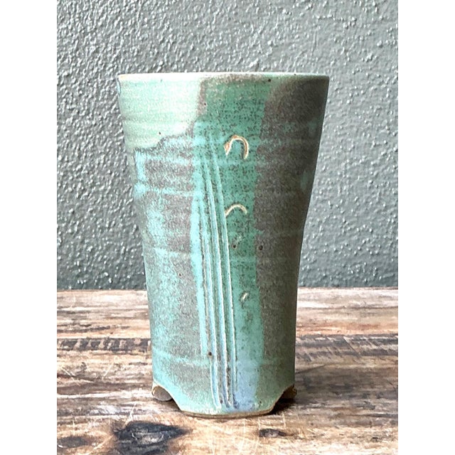 Vintage Studio Pottery Green Vase For Sale - Image 17 of 17