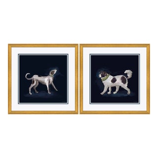 Courtly Pup & Dog by Dana Gibson, Framed Art Prints - Set of 2 For Sale