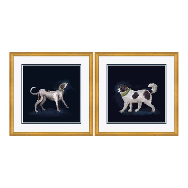 Courtly Pup & Dog by Dana Gibson, Framed Art Prints - Set of 2 For Sale