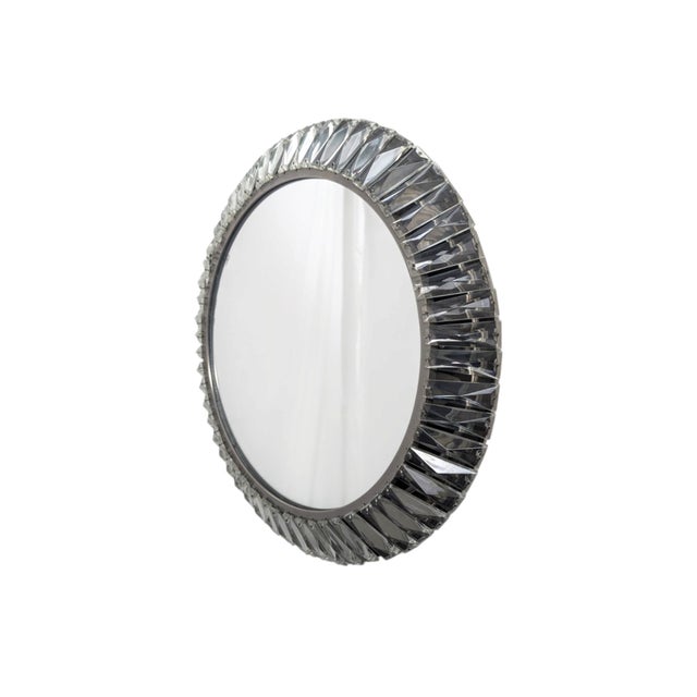 Circular Wall Mirror with Crystal Prisms, 1970s For Sale - Image 3 of 7