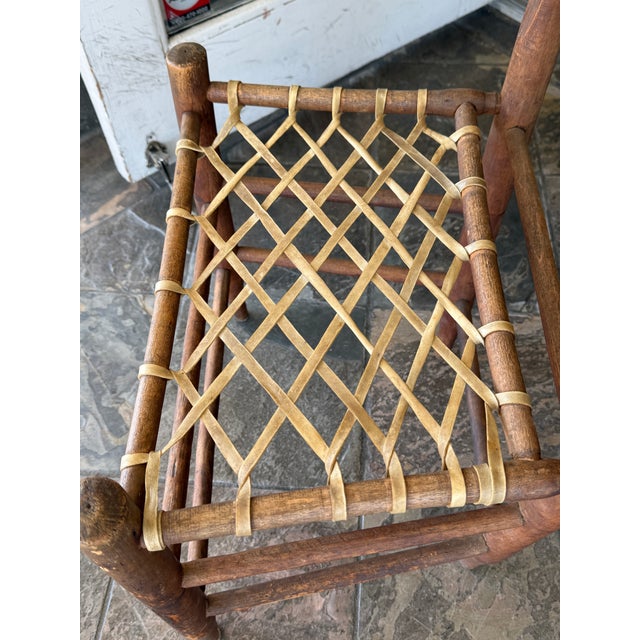 Traditional 19th Century Antique Ladderback + Rawhide Seat Side Chairs, Set of 2 For Sale - Image 3 of 12