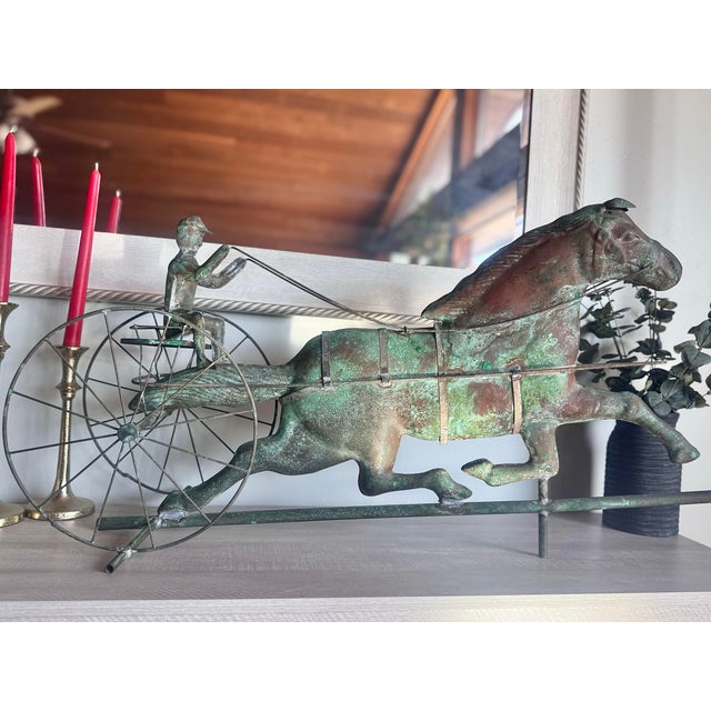 Antique Copper Horse & Sulky Weathervane For Sale - Image 4 of 8