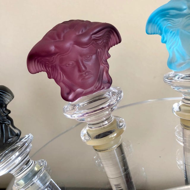 Late 20th Century Rosenthal Versace Medusa Crystal Wine Stoppers- Set of 6 For Sale - Image 5 of 12