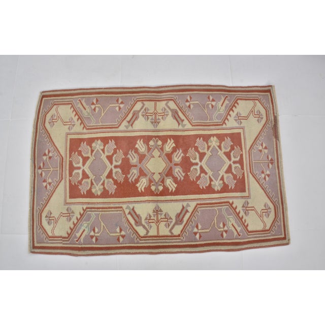 Turkish 1950s Small Decorative Wool Carpet For Sale - Image 3 of 10