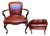 The Ultimate Statement of Traditional Elegance: The Leathercraft Open Armchair & Tufted Ottoman Set For Sale