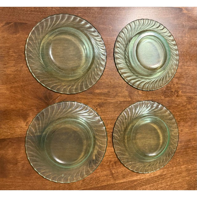 Early 20th Century Duncan & Miller Spiral Flutes Saucers - Set of 4 For Sale - Image 6 of 7