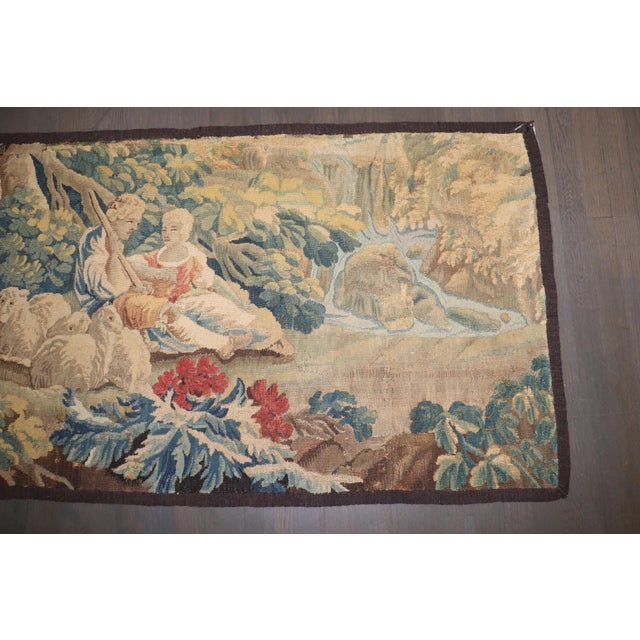 Textile Late 18th Century French sheep Shepherd Tapestry rug no. 10938 For Sale - Image 7 of 8