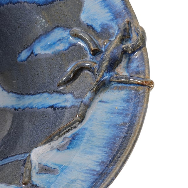 Southwestern Studio Art Pottery Bowl With Sculptural Lizard Relief 12.25" For Sale - Image 12 of 14