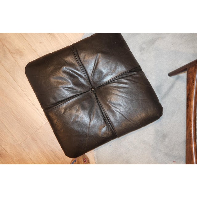 Black 1960s Danish Modern Attributed to Kristian Vedel "Modus" Leather Ottoman For Sale - Image 8 of 9