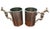 A distinctive pair of vintage Gucci Italy mugs featuring sculptural figural deer handles. Each cylindrical silver-tone cup...