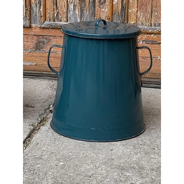 Mid-Century Blue Enamel Bins, 1950s, Set of 3 For Sale - Image 6 of 7