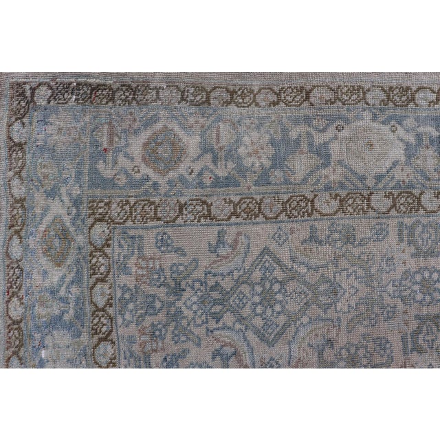 Elegant Antique Bidjar Rug With Subtle Floral Motifs and Soft Blue and Beige Palette For Sale - Image 4 of 10