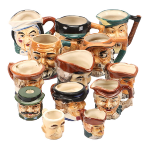 Vintage Lot 13 "Pioneer Mose Co" Japanese Toby Jug Ceramic Cigarette Holder Tooth Pick Holder Pitcher