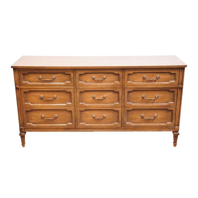 French Provincial Thomasville Furniture Solid Walnut French Regency Style 62" Triple Dresser 7110-30 For Sale - Image 3 of 13