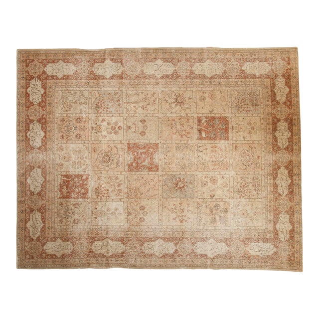 8x10.5 Vintage Distressed Tabriz Carpet For Sale
