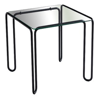 Vintage Wireframe Side Table with Glass Top, 1980s For Sale