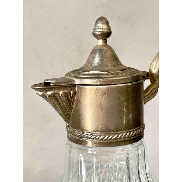 Vintage Cut Glass and Silver Plated Bar Set of Jug and Shaker, Italy, 1950s, Set of 2 For Sale - Image 9 of 11