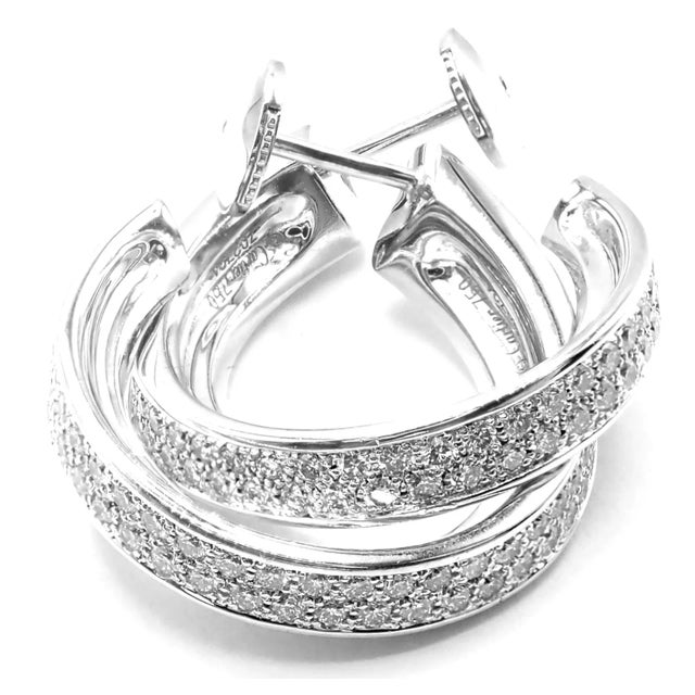 Contemporary Cartier Panthere 18k White Gold Diamond Onyx Hoop Earrings For Sale - Image 3 of 12