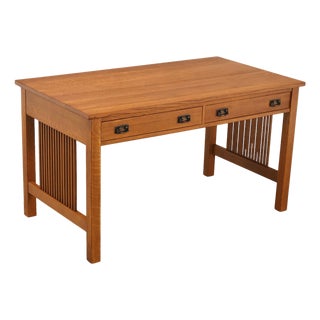 Stickley Mission Collection Oak Spindle Writing Desk For Sale