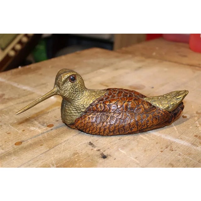 Italian Wood and Brass Bird, 1970s For Sale - Image 4 of 9
