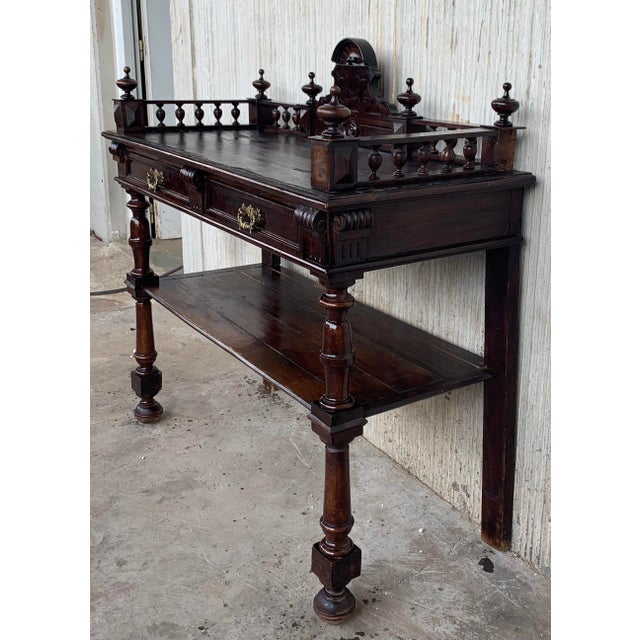 Late 19th Century Antique Victorian Carved Oak Serving Table For Sale - Image 5 of 11