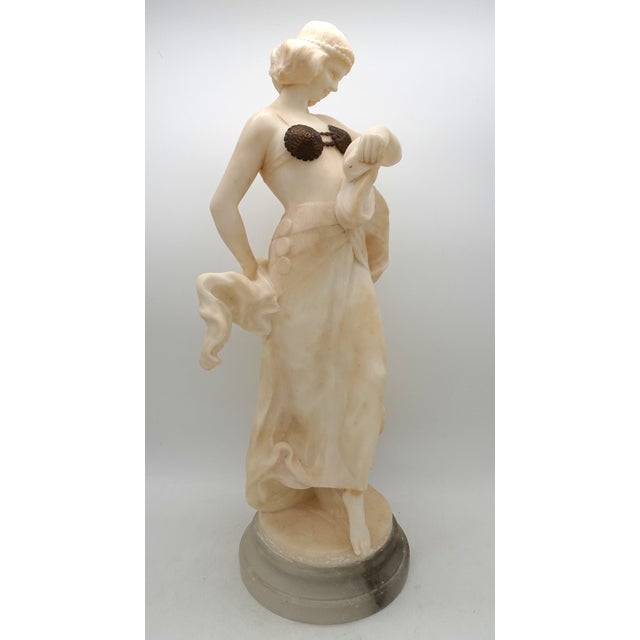 Art Nouveau Carved Alabaster and Bronze Dancer, 1890s For Sale - Image 9 of 18