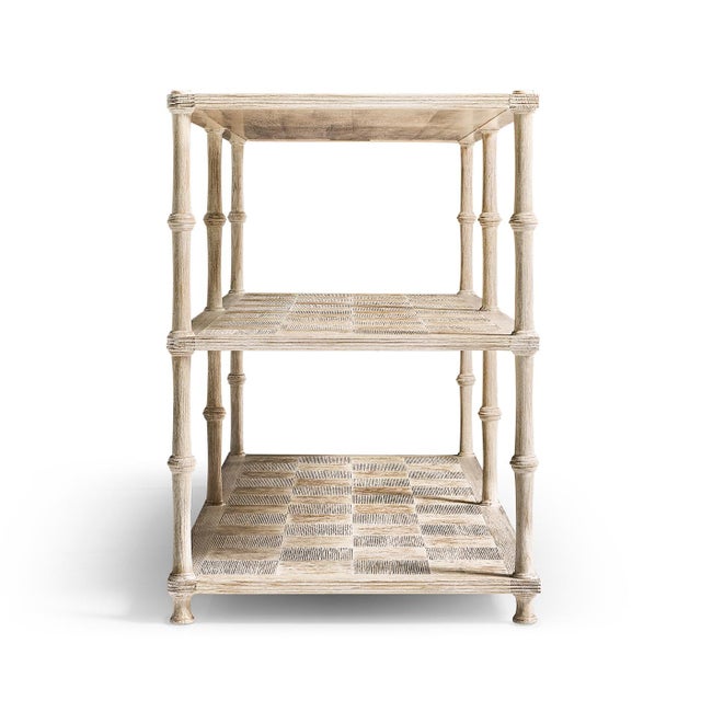 French Country English Three-Tier Washed Console Table For Sale - Image 3 of 9