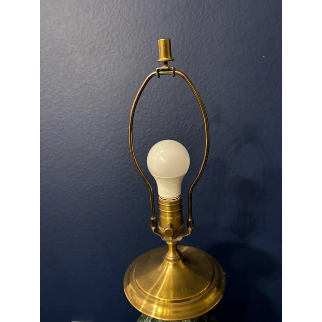 The Marbro Lamp Company Mid 20th Century Marbro Green and White Marble Table Lamp For Sale - Image 4 of 6