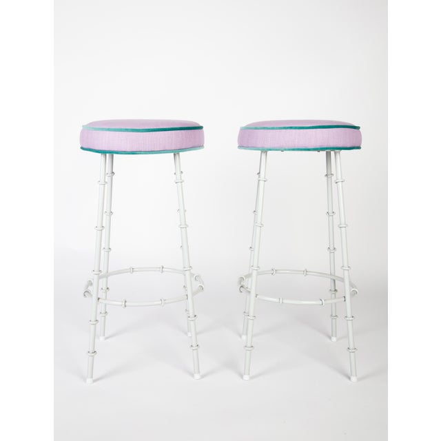 Lilac Faux Bamboo Bar Stools With Powder Coated Frames Chairish