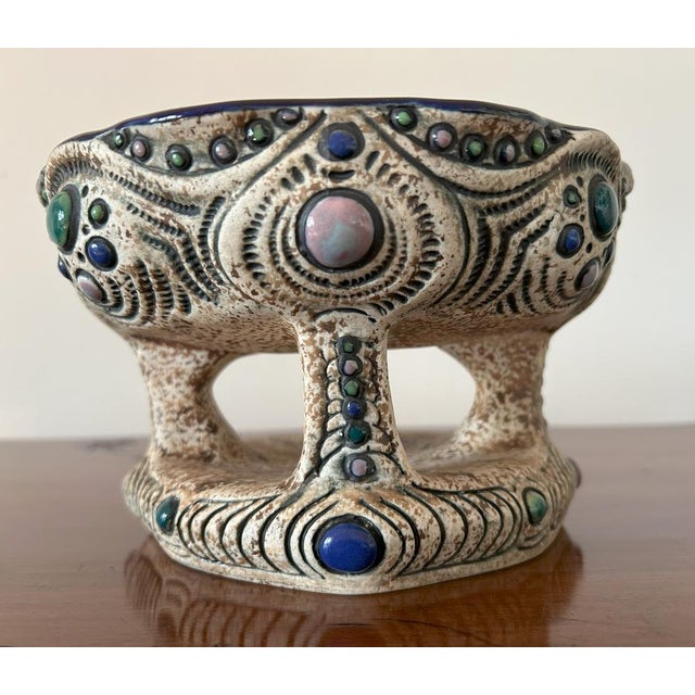 Art Nouveau Painted Ceramic Centerpiece from Amphora / Riessner, Stellmacher, & Kessel, 1890s For Sale - Image 4 of 14