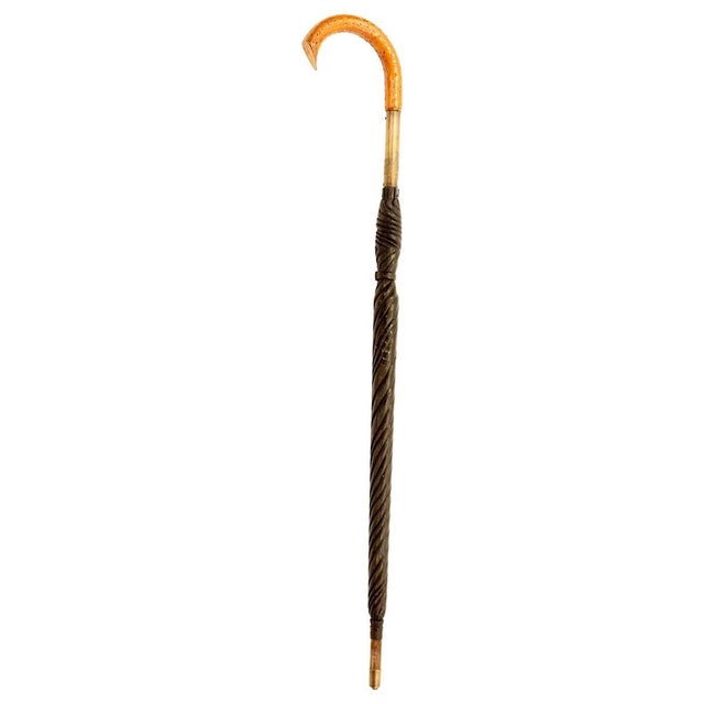 Very unusual early 20th century hand carved wooden lighter in the shape of an umbrella with removable handle (actual...