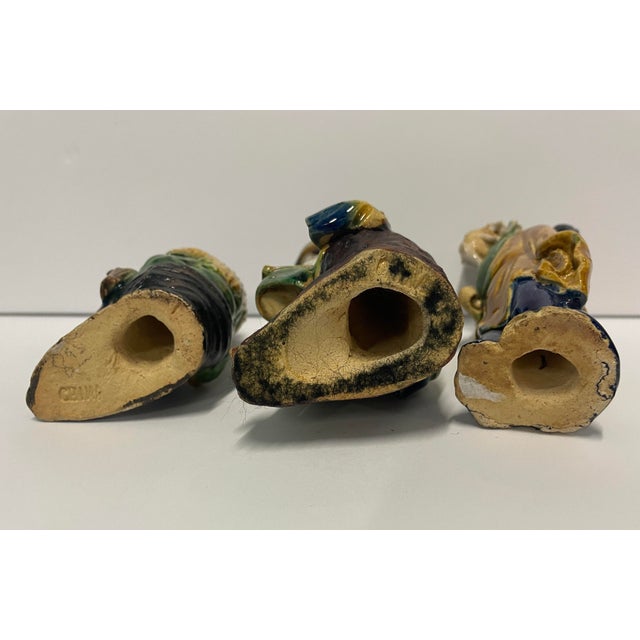 Goldenrod Chinese Mudmen Figures - Set of Three For Sale - Image 8 of 8