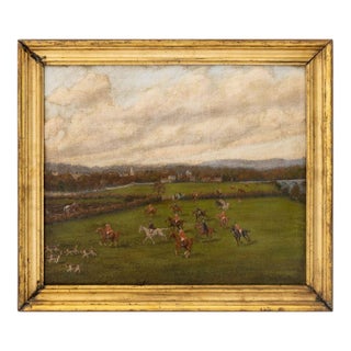 English Fox Hunt Scene Oil on Canvas, 19th C. For Sale